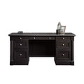 Sauder Palladia Office Desk with Drawers, Executive Desk with File Cabinet Storage, Cable Management, Keyboard Tray, in Wind Oak