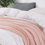 Bourina Throw Blanket Textured Solid Soft Sofa Throw Couch Cover Knitted Decorative Blanket, 50'' X 60'' Pink