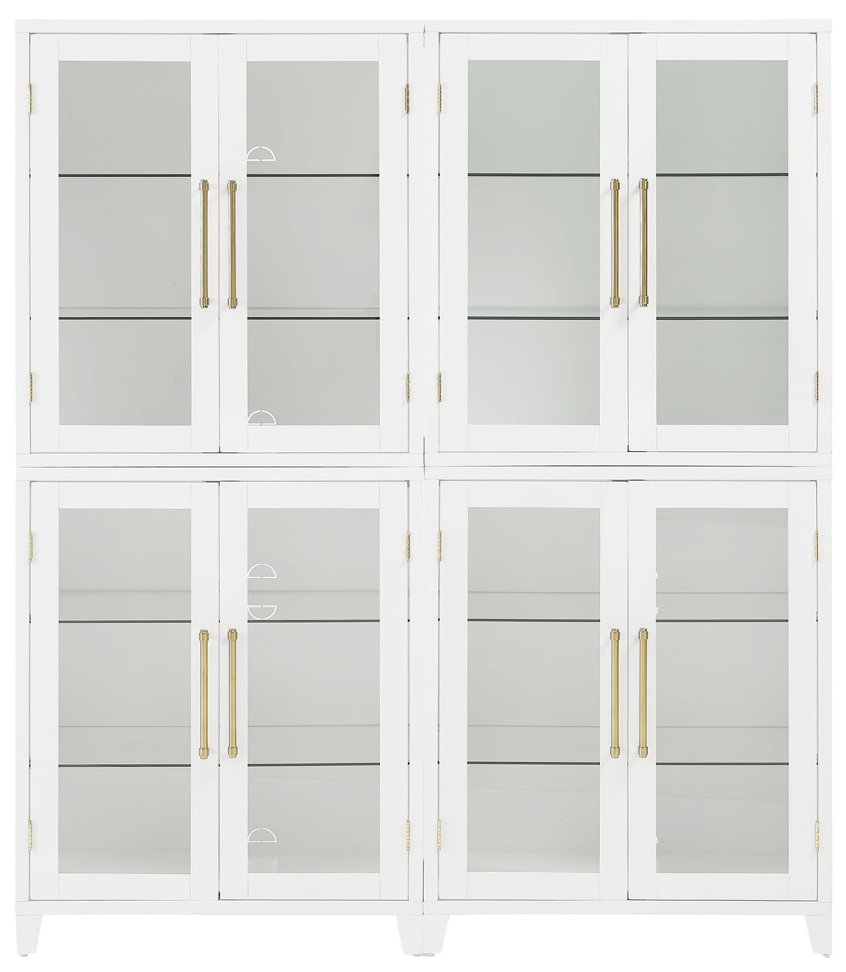 Crosley Furniture Roarke 2-Piece Glass Door Kitchen Pantry Storage Cabinet Set, Living Room, Entryway, White