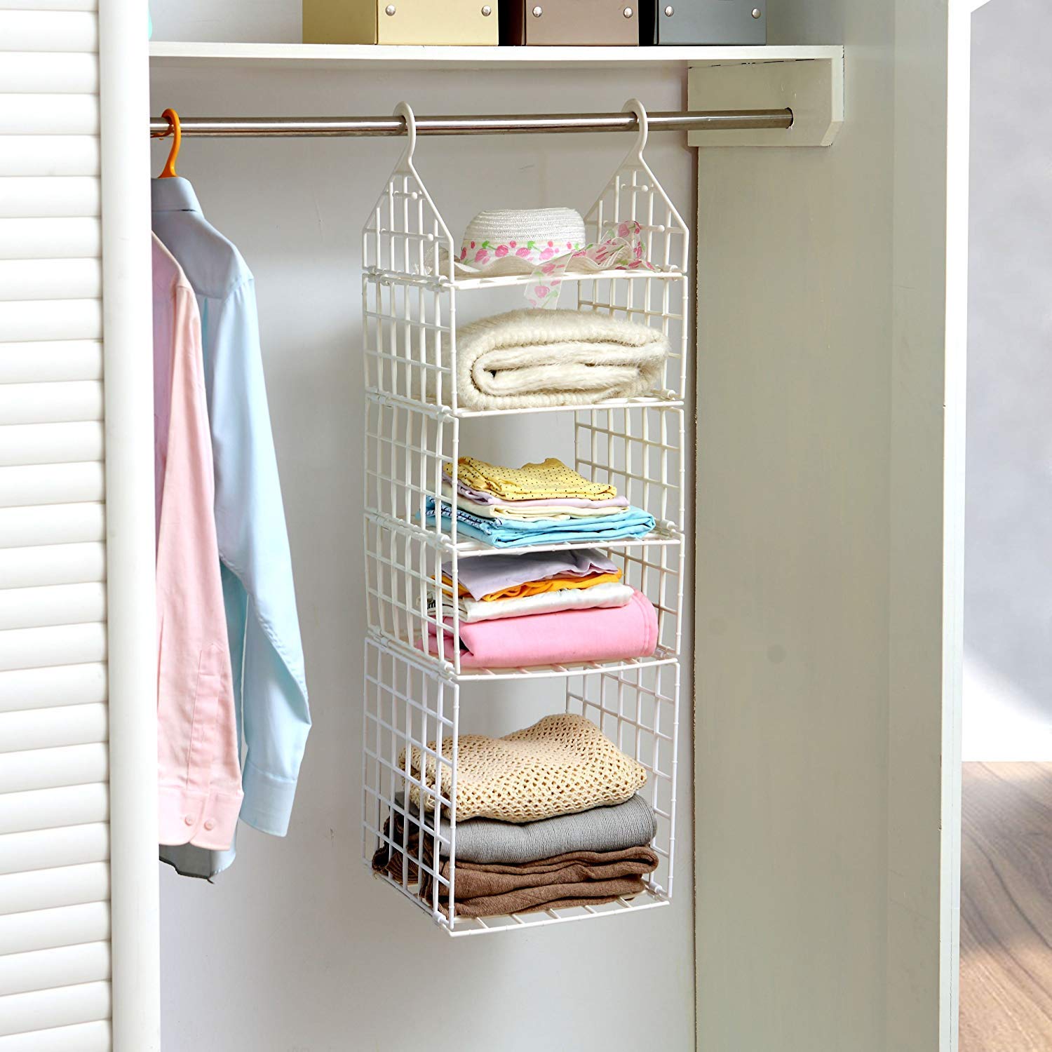 Lxturos Foldable 5Layer Hanging Storage Rack For Clothes & Shoes  Closet Organizer For Dorm, Bedroom & Cupboard  SpaceSaving