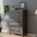 LUXOAK Farmhouse 5 Drawers Dresser, Wood Rustic Chest of Drawers for Bedroom, Tall Dressers Organizer with Metal Handles, 5 Draw