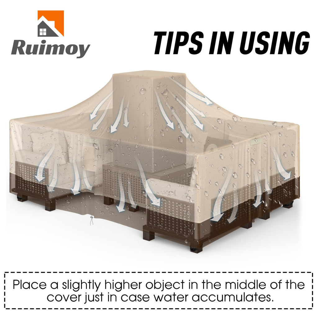 Patio Furniture Covers, Outdoor Furniture Cover Waterproof, General Purpose, Outside Table And Chair Covers, Heavy Duty 600D (128 Inch L X 82 Inch W X 28 Inch H)-Brown