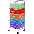 Yaheetech 10 Drawer Cart Rolling Plastic Storage Cart and Organizer Multipurpose Mobile Rolling Utility Storage Organizer for Ho