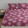 Huesland By Ahmedabad Cotton 144 Tc Double Bedsheet Cotton King Size With 2 Pillow Covers | Mauve | 108 X 108 Inches