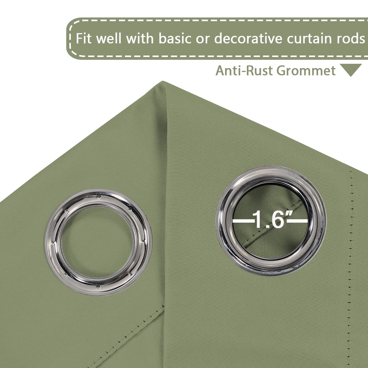 H.Versailtex Blackout Window Treatment Curtains/Panels, Thermal Insulated Room Darkening Solid Grommet Drapes For Bedroom/Living Room Window (52 Inch By 108 Inch, Sage, Set Of 2)