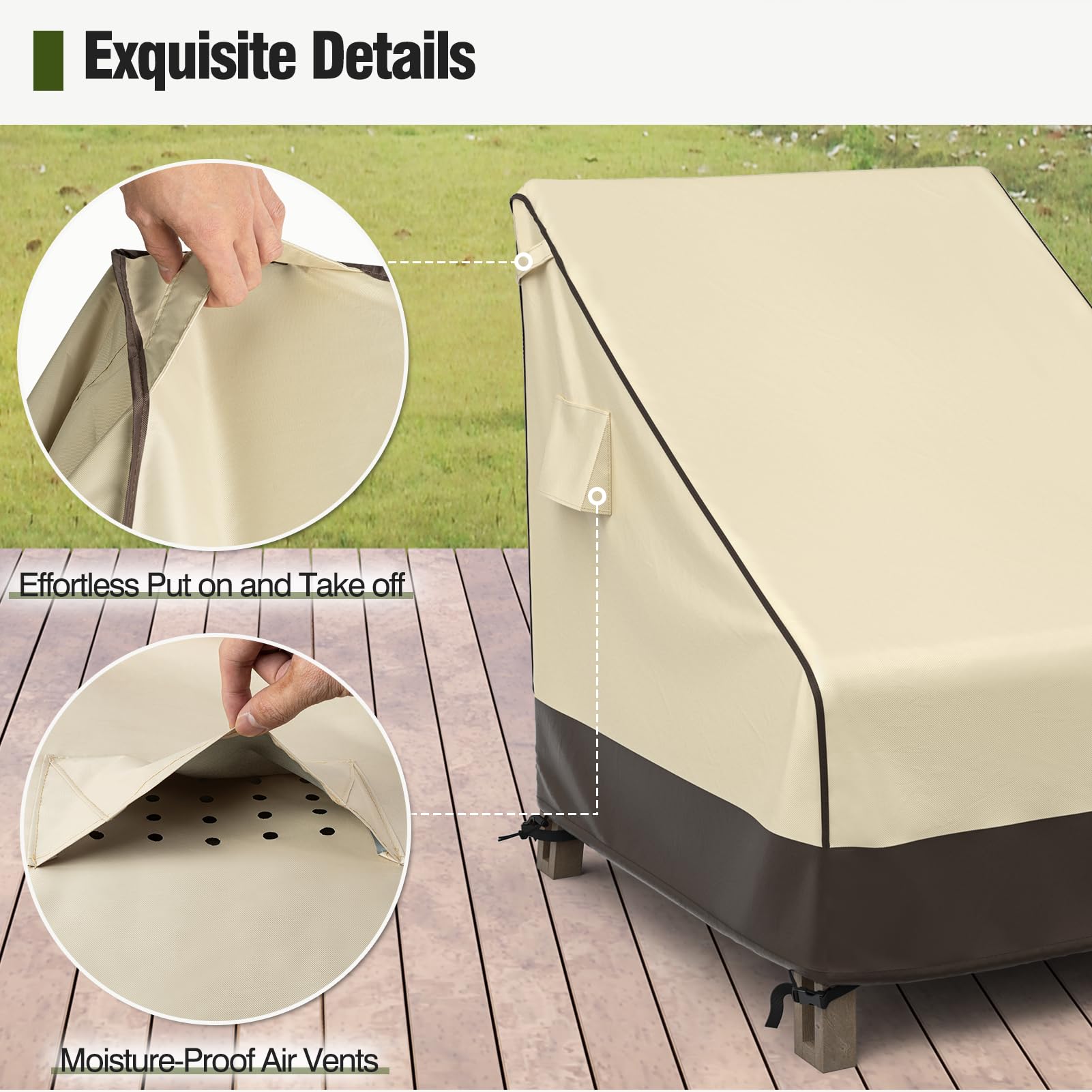 Mr. Cover Patio Chair Cover Waterproof, Uv Resistant Outdoor Lawn Patio Furniture Protective Cover, 600D Heavy Duty Oxford Cloth Windproof Garden Lounge Deep Seat Cover Fits Up To 33'W X 40'D X 35'H