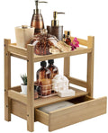 Sorbus 2-Tier Bamboo Countertop Shelf with Hidden Drawer - Makeup Organizer - Multi-Purpose Storage for Skincare, Toiletries, De