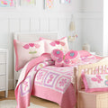 Cozy Line Home Fashions 100% Cotton Pink Floral Print Girl Reversible Quilt Bedding Set, All Season Lightweight Coverlet, Bedspr
