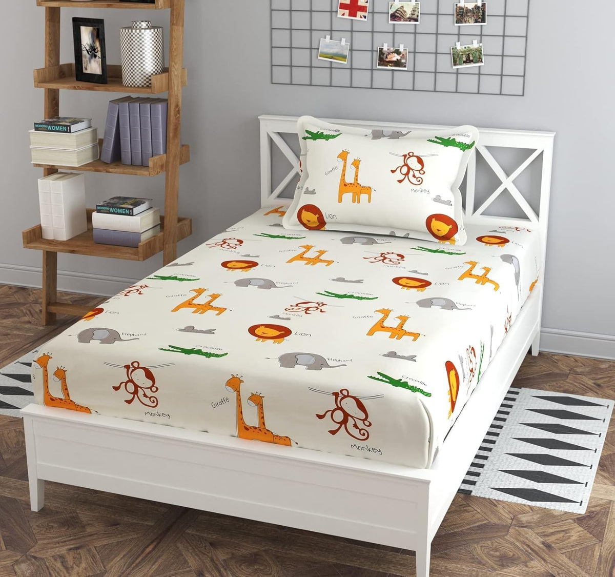 RRB Textile Cotton Feel All Round (Elastic Fitted) 160 TC Fitted Bedsheets, Single Elastic Fitted Bedsheet,Single Bed Bedsheet W