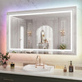 WTTY RGB LED Bathroom Mirror 40x24 with Backlit and 3 Front Light,Stepless Dimmable LED Mirror for Bathroom,Lighted Bathroom Van