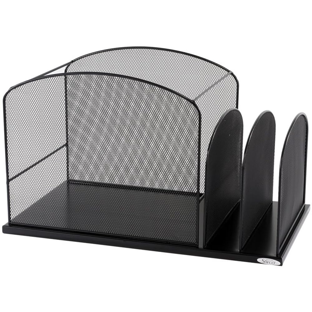Safco Products 3259Bl Onyx Mesh Hanging File With 2 Vertical Sections, Black