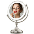 OVENTE 9 Lighted Tabletop Makeup Mirror with 1X/5X Magnification, Double-Sided Magnifying Vanity Mirror with Dimmable LED Lights