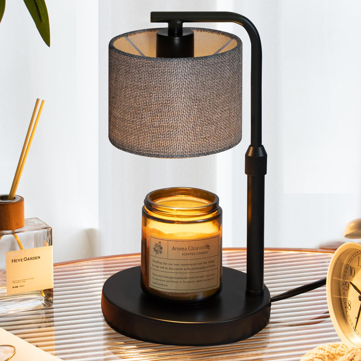 Dexnump Candle Warmer Lamp with Timer, Dimmable Candle Wax Warmer with 2 Light Bulbs, Height Adjustable Electric Candle Light fo