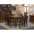 East West Furniture CHEL9-BLK-W Chelsea 9 Piece Kitchen Counter Height Set Includes a Square Wooden Table with Butterfly Leaf and 8 Dining Chairs, 54x54 Inch
