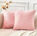 Grineed Throw Pillow Covers Pink Set Of 2 16X16 Inch Pillow Covers, Soft Velvet Cute Decorative Pillowcases For Couch Sofa Bed,