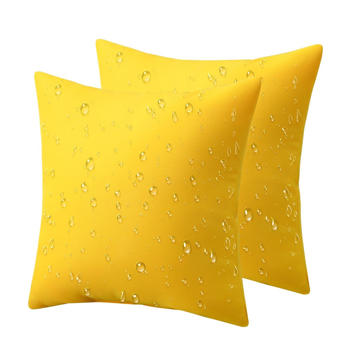 Phantoscope Pack Of 2 Premium Dual Usage Outdoor Pillow Inserts, Waterproof Throw Pillows No Cover Needed, Colorful Decorative Couch Sham Cushion Stuffer Patio Couch Tent, Yellow 20 X 20 Inches