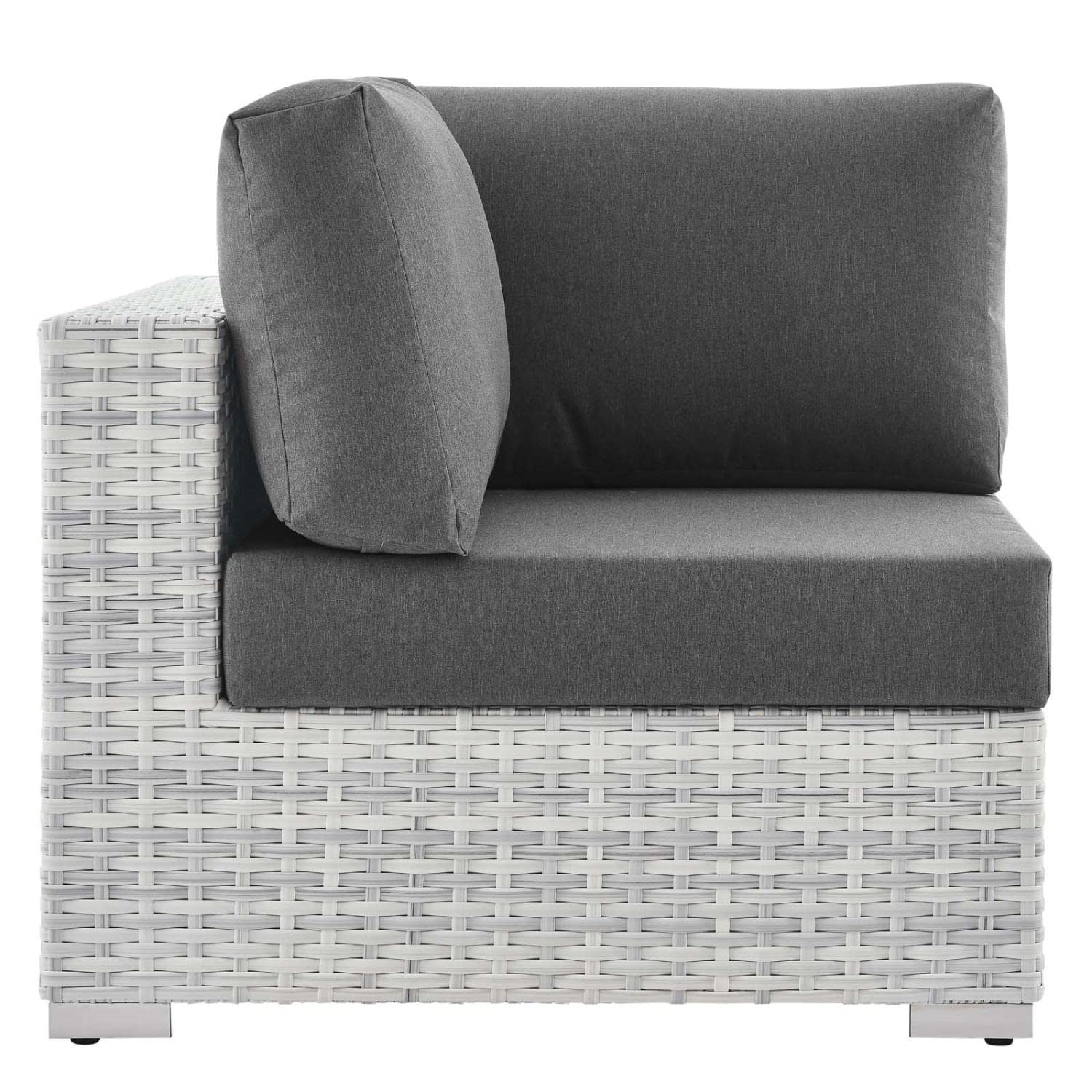 Modway Convene Outdoor Patio Corner Chair, Light Gray Charcoal