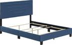 Boyd Sleep Luxenbourg Upholstered Platform Bed with Headboard and Durable Mattress Foundation with Strong Wood Slat Supports, Box Spring Required: Queen, Blue