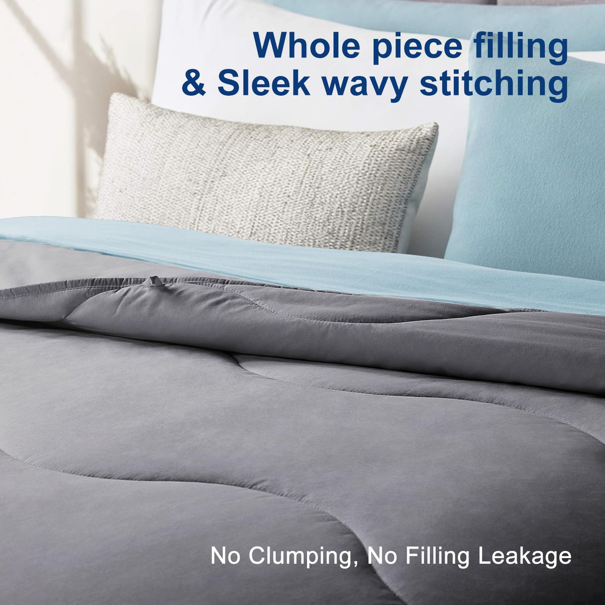Meelus Lightweight Comforter Cooling Duvet Insert Grey, All Season Breathable Twin Size Duvet, Soft Microfiber Summer Cool Down