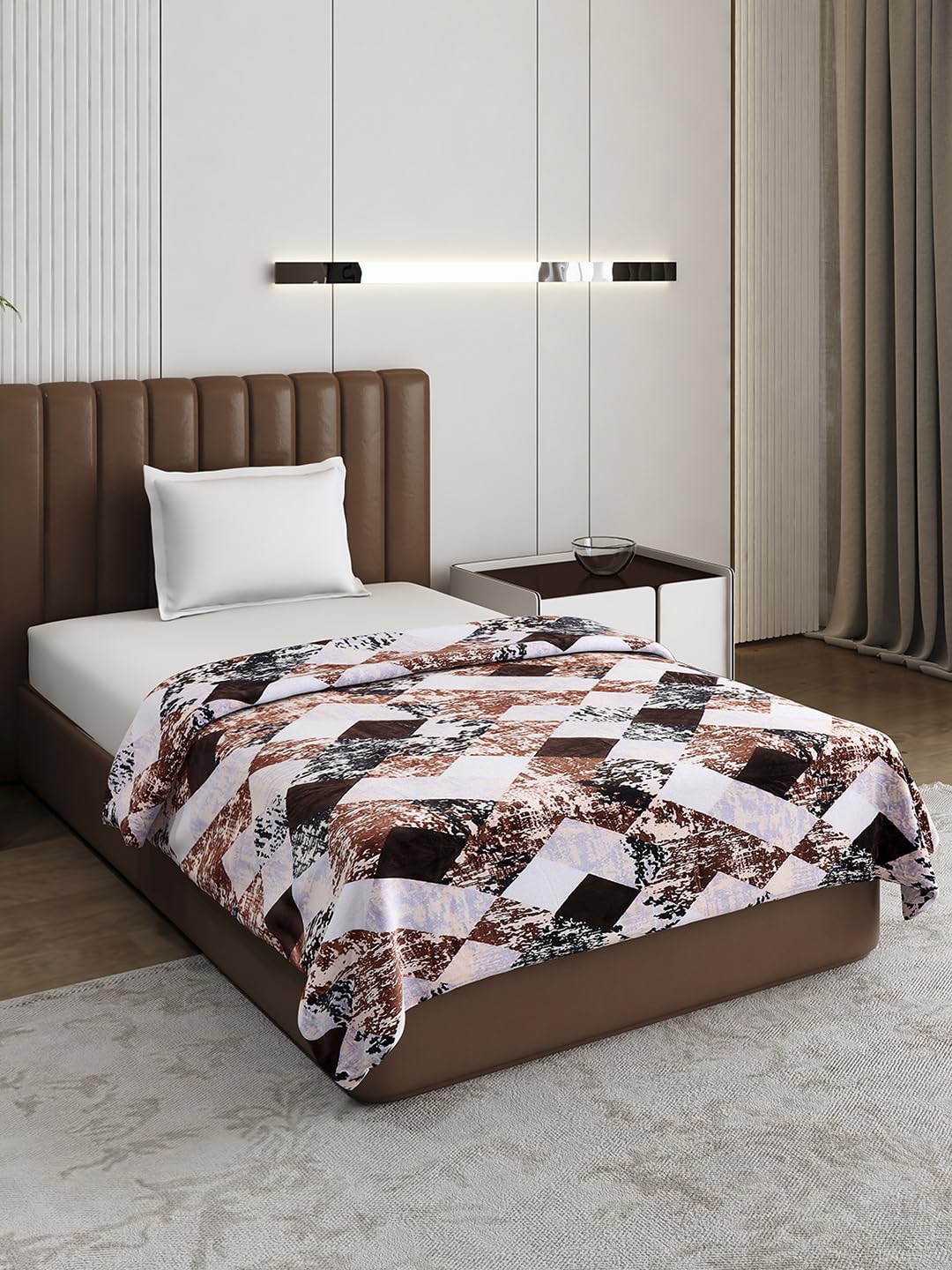 Monte Carlo Brown Printed Single Bed 240 GSM Ac Blanket (Width 160 CM, Length 220 CM)  4