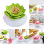 Lotus Cotton Swab Holder,Cotton Bud Small Q-Tips Toothpicks Brushes Holder Box Case Storage Organizer Jar With Clear Lid Dustpro