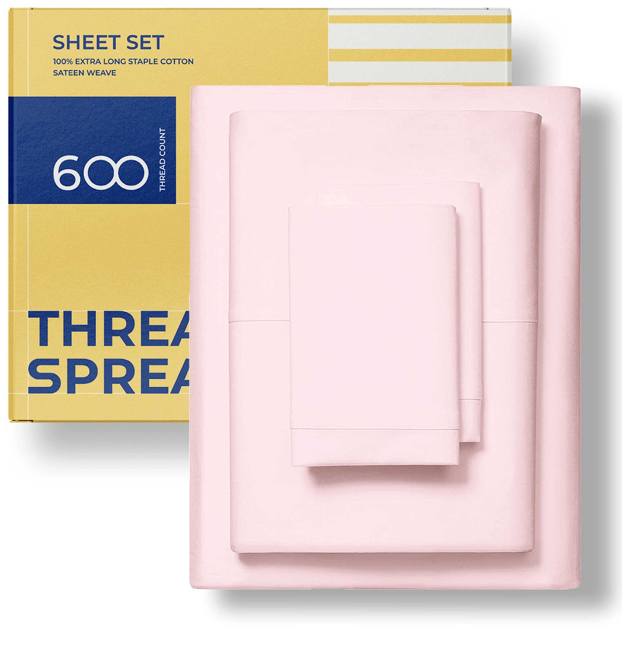 600 Thread Count Egyptian Quality 100% Cotton Stripe Sheets Set, Queen Size Bedding Set In White