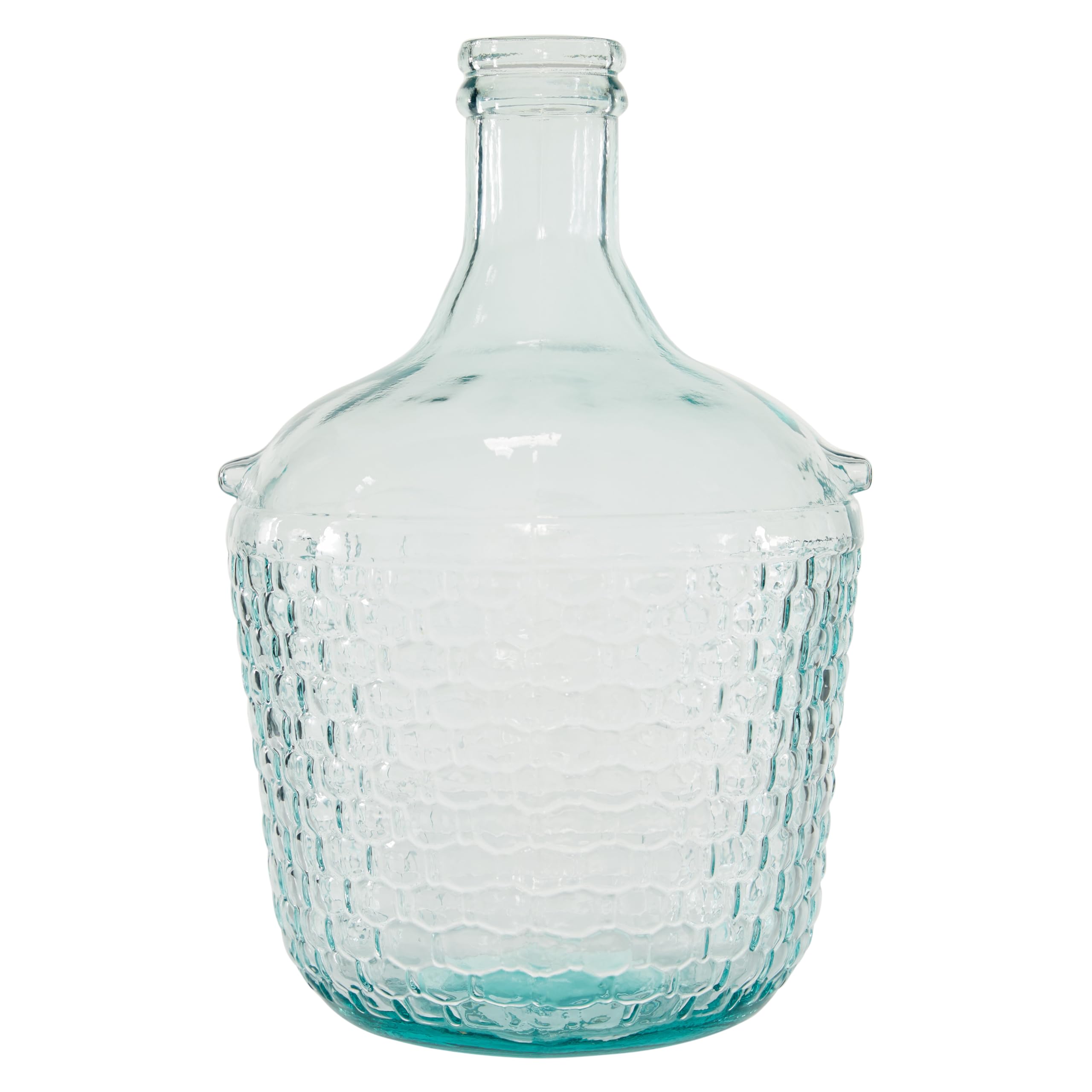 Deco 79 Recycled Glass Handmade Spanish Vase with Bubble Texture, 10 x 10 x 17, Blue