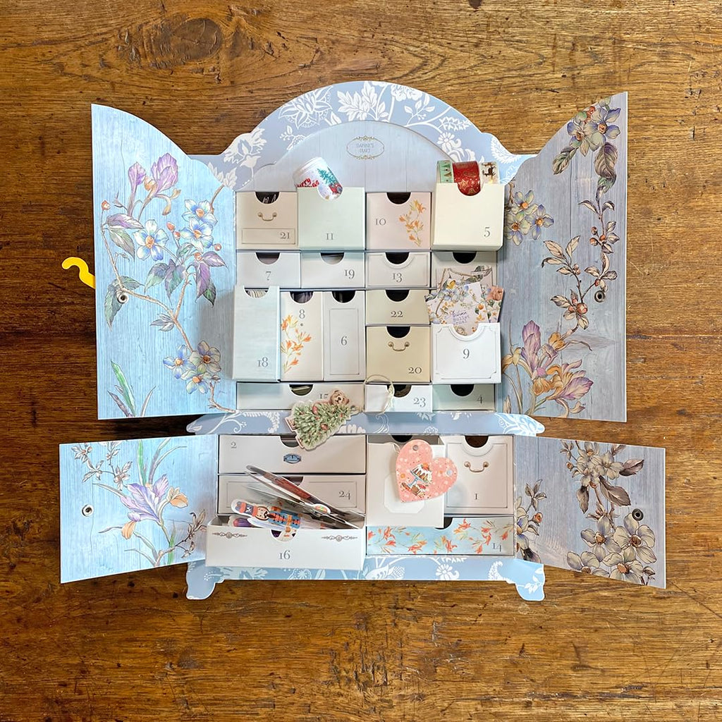 Daphne's Diary Reusable Advent Calendar | Cupboard Shape with 24 Drawers | Sustainable, Plastic-Free, Blue | Model DDADVENTS23
