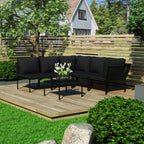 vidaXL Patio Lounge Set 6 Piece, Patio Furniture Set for Outdoor Garden Backyard Lawn, Sectional Sofa with Cushions, Corner Sofa, Black PVC