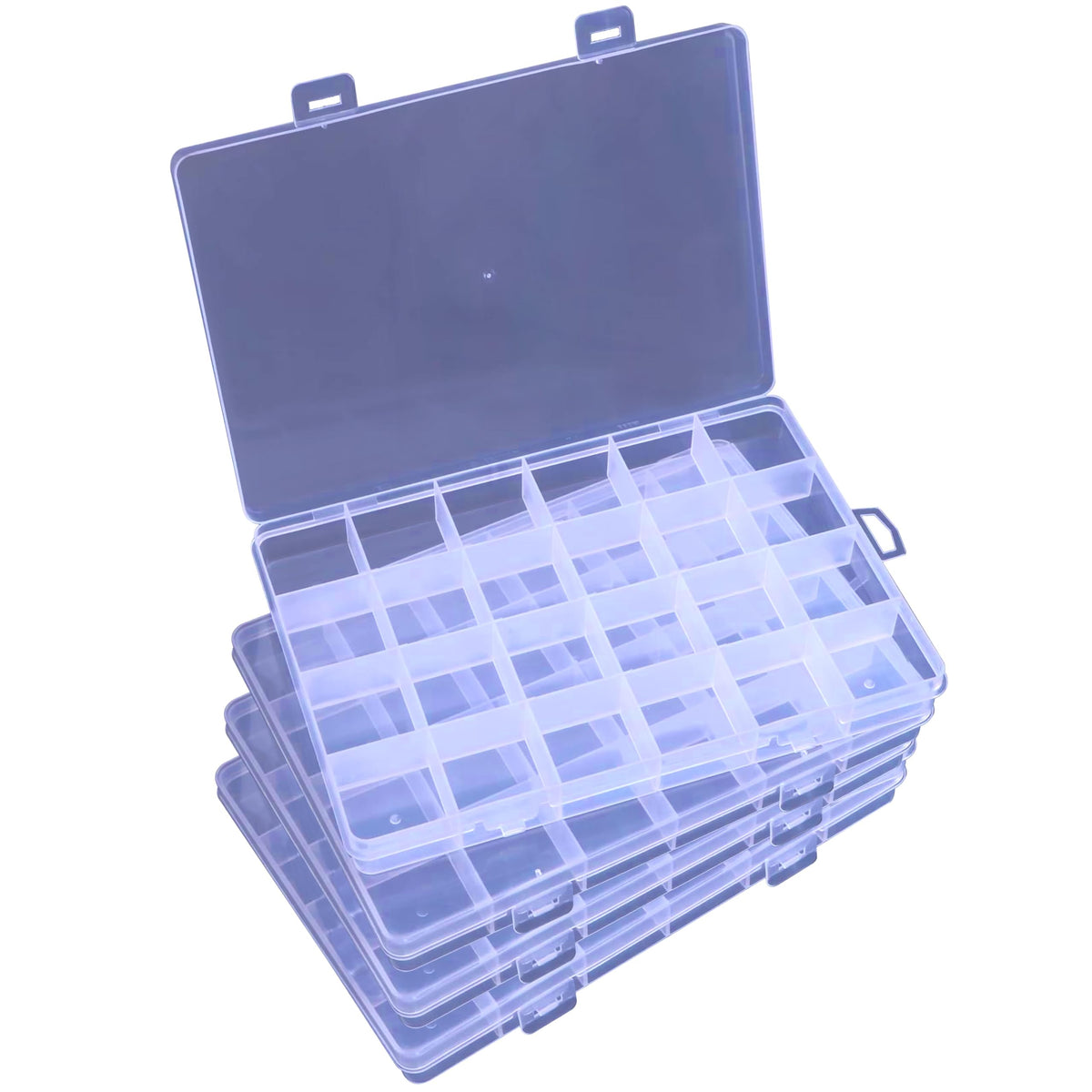 INDIKONB Plastic Partition Organizer with 24 Compartments | Transparent Storage for Jewelry, Beads, DIY, Craft Supplies, Accesso