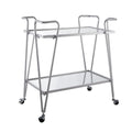 Linon Gina Silver Mid Century Bar Cart with Mirrored Shelves