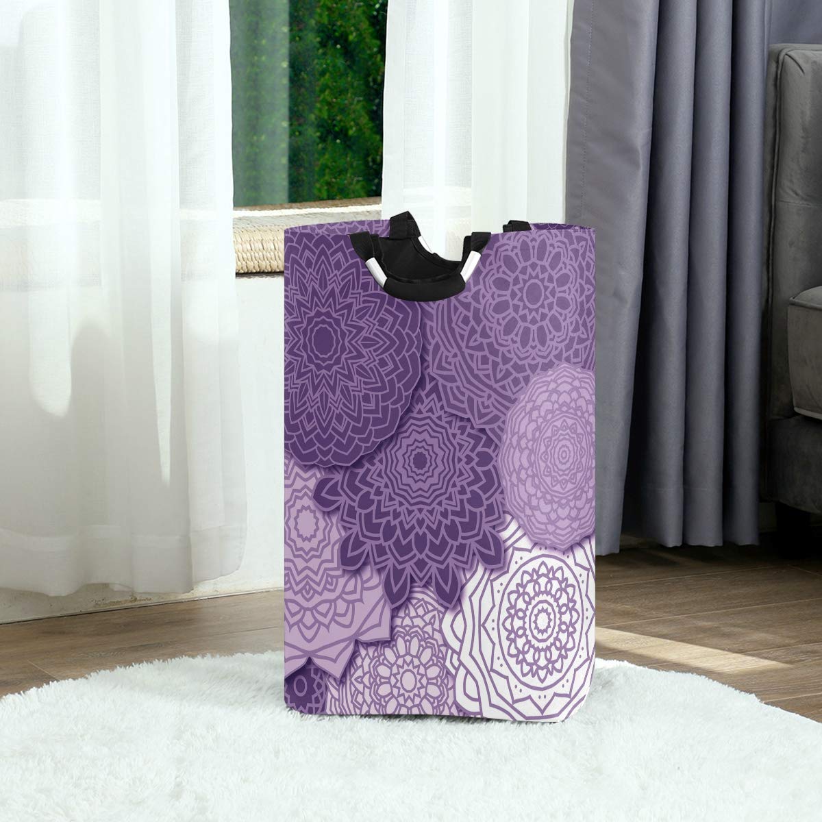 Nander Laundry Basket Mandala Boho Large Hamper Foldable Bag For Dirty Clothes Organizer Laundry Bag Picnic Baskets Print Toy Gi