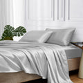 Mr&Hm Satin Bed Sheets, King Size Sheets Set, 4 Pcs Silky Bedding Set With 15 Inches Deep Pocket For Mattress (King, Silver Grey