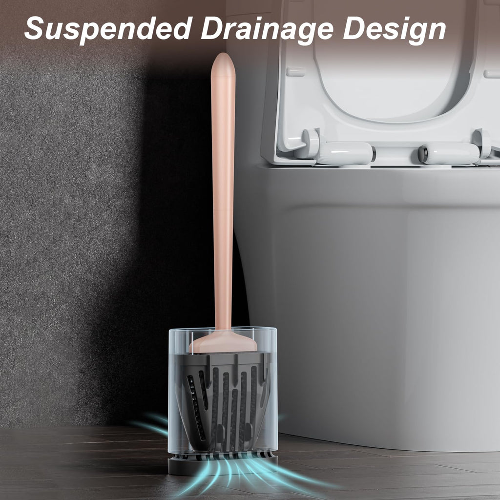 Sellemer Toilet Brush And Holder Set - Flexible Toilet Bowl Brush Head With Silicone Bristles, Compact Size For Storage And Orga