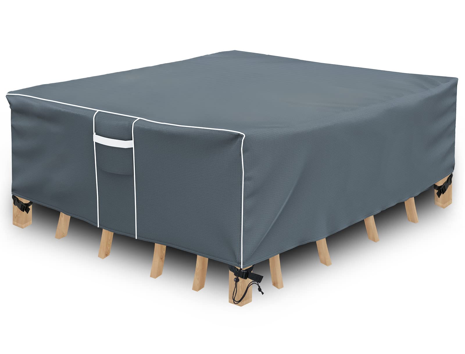 Patio Furniture Covers Waterproof, Square Outdoor Table Cover, 500D Heavy Duty, All Weather Protection Patio Covers For Outdoor Dining Table Set, 86' L X 86' W X 29' H -Grey