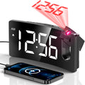 Projection Alarm Clock, Digital Clock with 180 Rotatable Projector, 3-Level Brightness Dimmer, Clear LED Display, USB Charger, P
