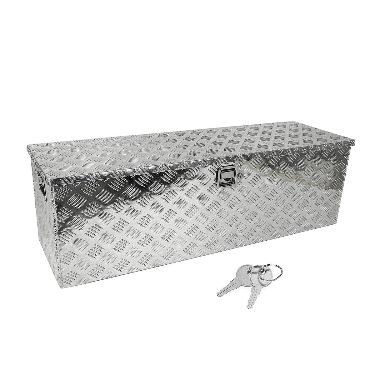 Confote 48 Inch Heavy Duty Aluminum Stripes Plated Tool Box Pick Up Truck Bed Rv Trailer Toolbox Waterproof Square Storage Organ