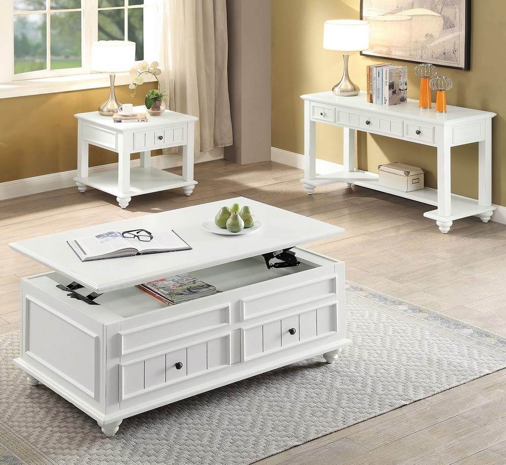 ACME Natesa End Table - - White Washed
