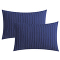 Jellymoni 2 Pack Navy Pillowcases King Size, Soft Microfiber Striped Tufted Pillow Covers With Envelope Closure (Pillows Are Not