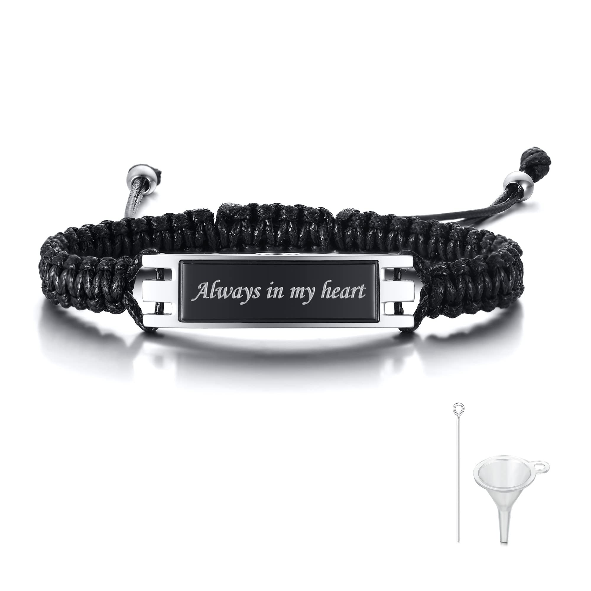 Cremation Memorial Urn Bracelet,Stainless Steel Cremation Manmade Braided Urn Bracelet Keepsake Urn Bracelet for Ashes, Free Fil