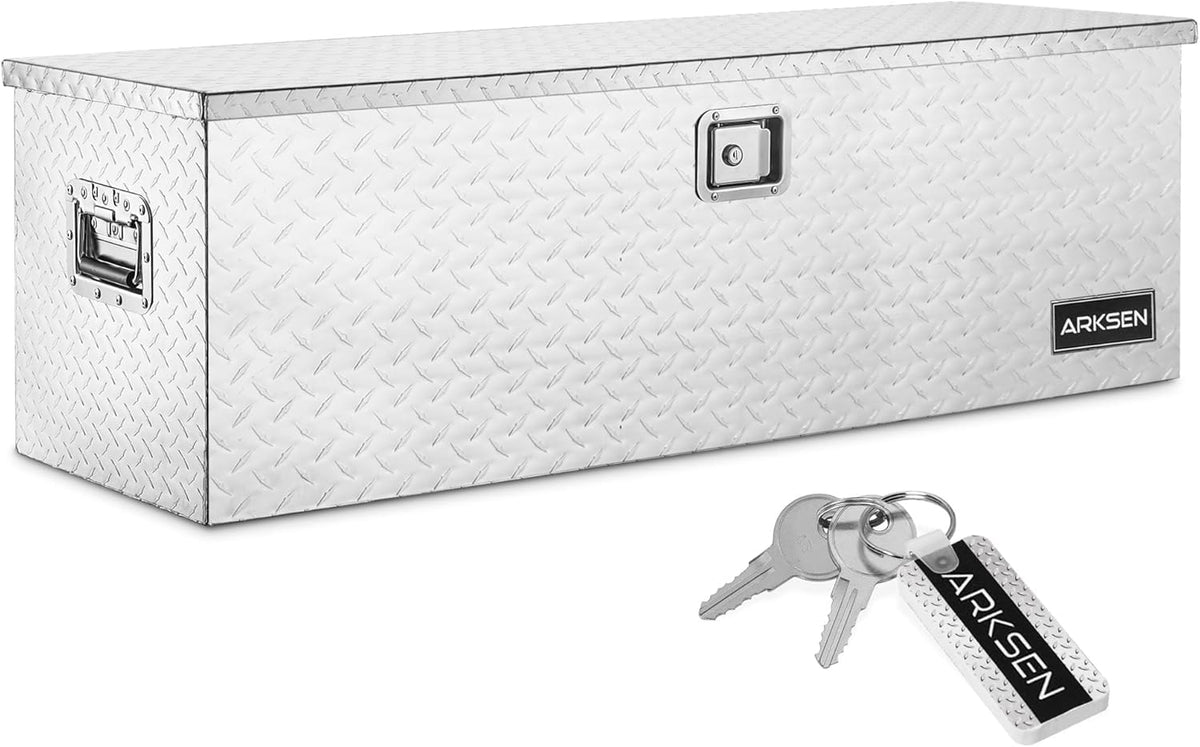 Arksen 49 Inch Heavy Duty Aluminum Diamond Plate Tool Box Pick Up Truck Bed Rv Trailer Waterproof Storage Organizer Chest With S