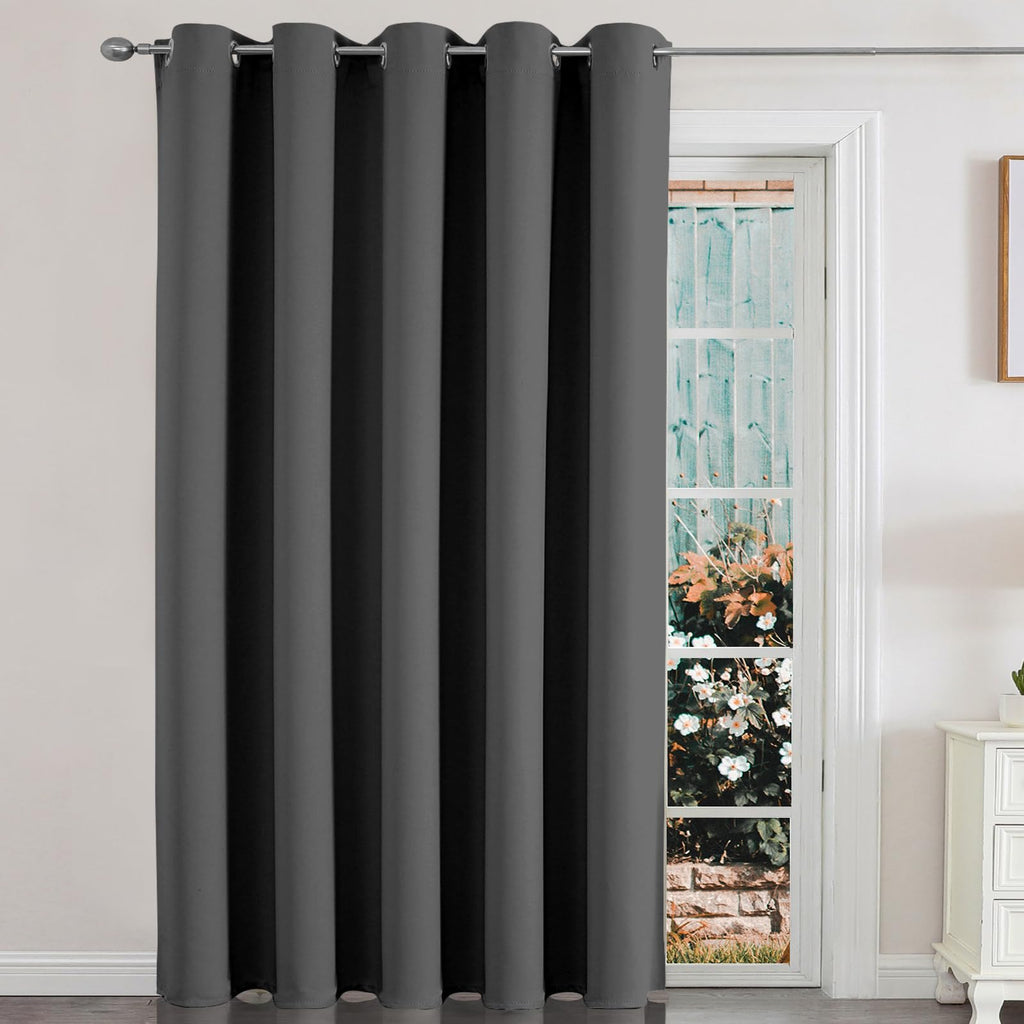 Joydeco Sliding Door Curtains, Dark Grey Curtains 70 X 90 Inches, Extra Wide Curtains For Patio Sliding Door Living Room, Room D