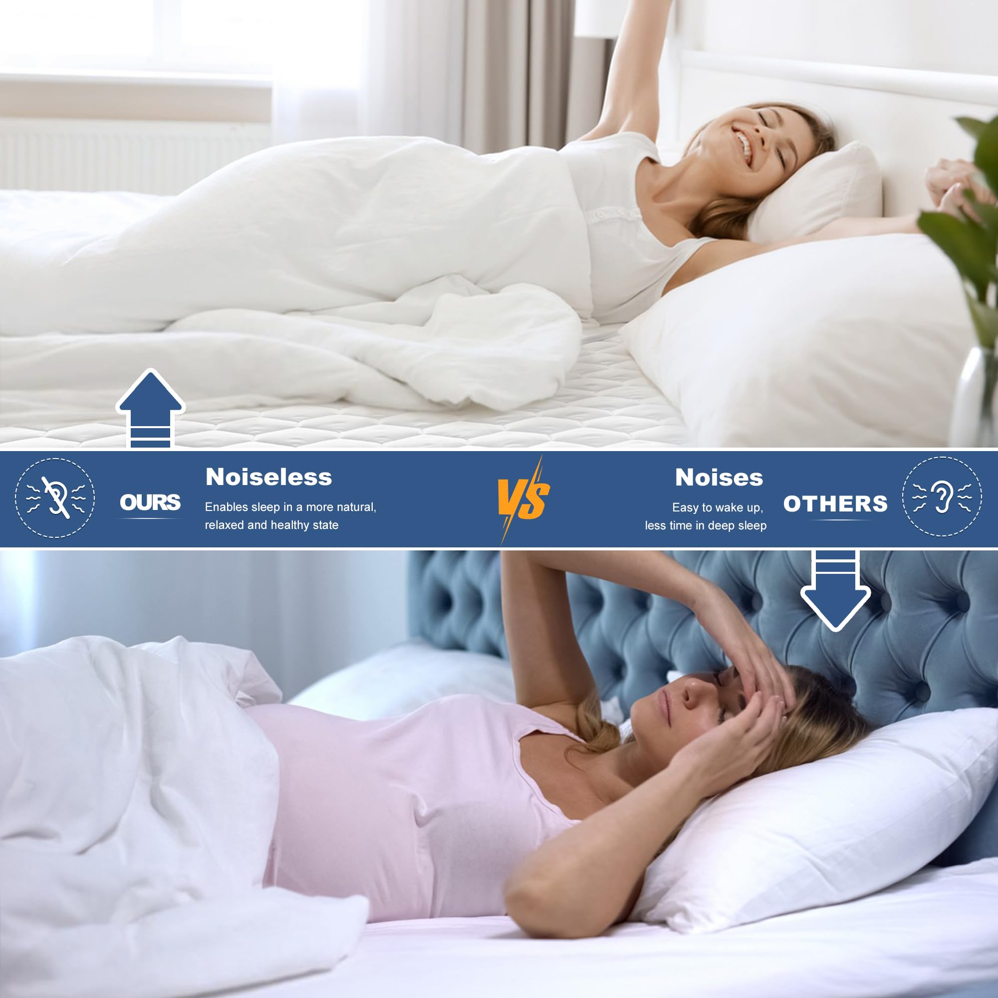 GRT Twin Size Quilted Waterproof Mattress Pad, Breathable Cotton Protector, Fits Up to 18" Deep, Dust Proof