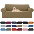 2025 New Stretch Oversized Sofa Slipcovers Couch Sofa Cover For 4 Seater Furniture Protector Covers With Elastic Bottom Jacquard Fabric Small Checks For Pets, Kids - Tan