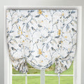 Vogol Tie Up Curtains For Windows, Birds And Flower Print Balloon Shades Rod Pocket Adjustable White Linen Window Treatment For