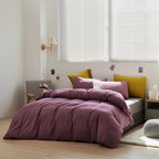 Clothknow Purple Comforter Set California King 3Pcs Dusty Purple Bedding Comforter Sets Pale Mauve Comforter Soft Purple Comfort