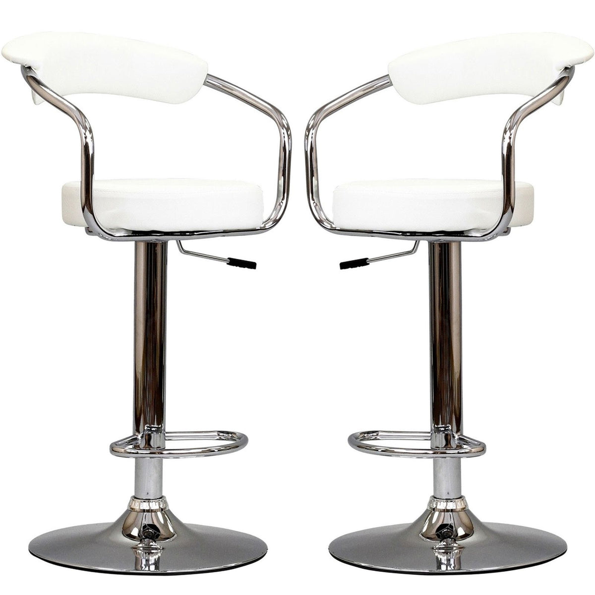 Modway Diner Vintage Modern Faux Leather Upholstered Two Adjustable Swivel Bar Stools In Black