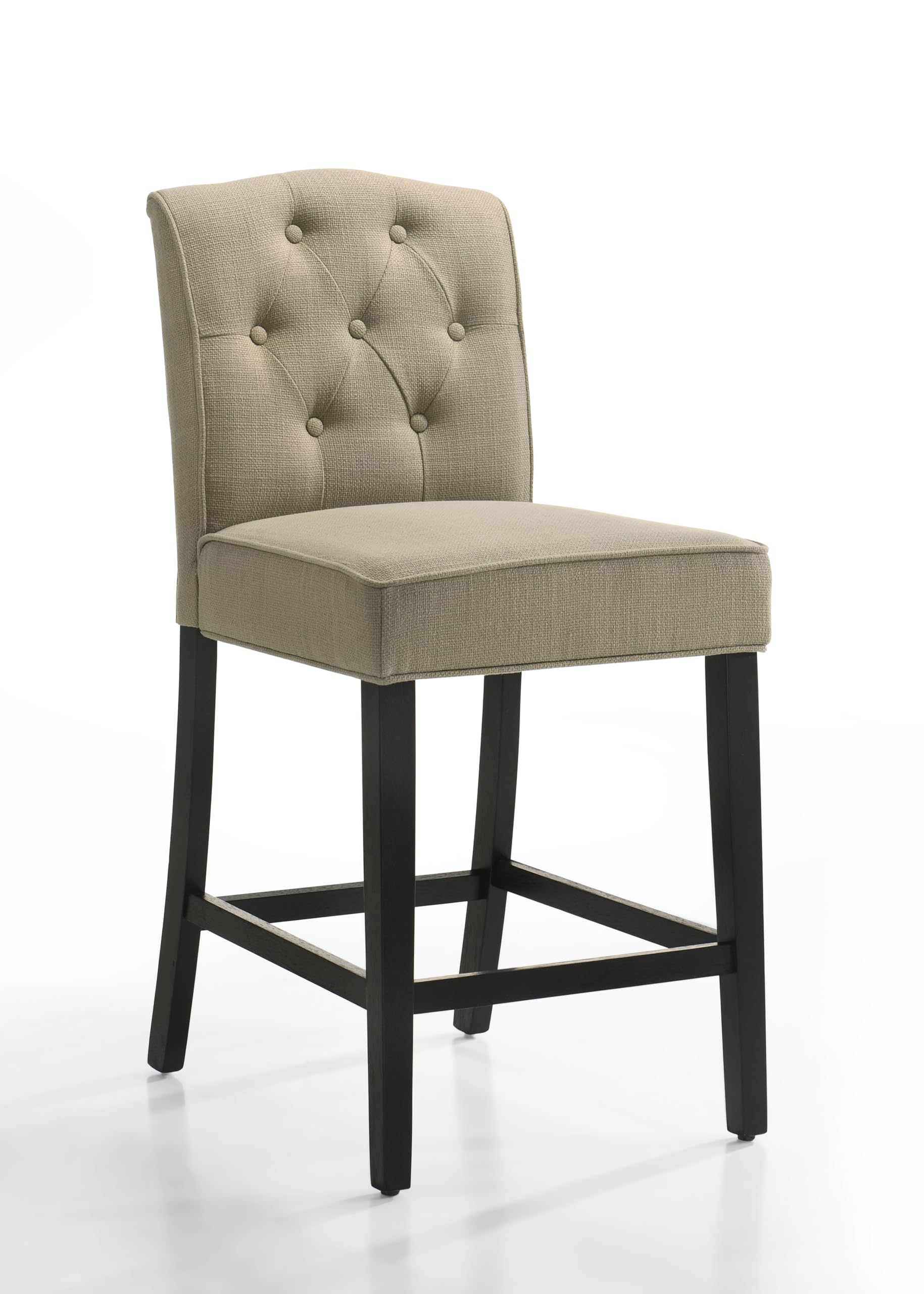 LILOLA LIVING Jasper Set of 2 Beige Fabric Counter Height Chairs with Black Finish Legs