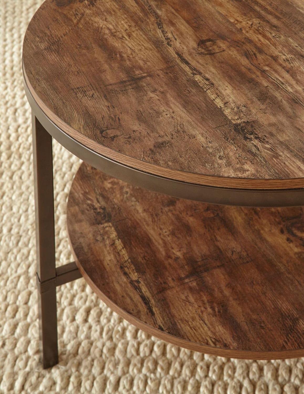 Steve Silver Furniture Sedona 3-Pack Occasional Silvershield Set, Rustic Styling, Includes One Cocktail Table And 2 End Tables, Faux Wood Tops And Iron Base, 16' D X 30' W X 40' H, Brown