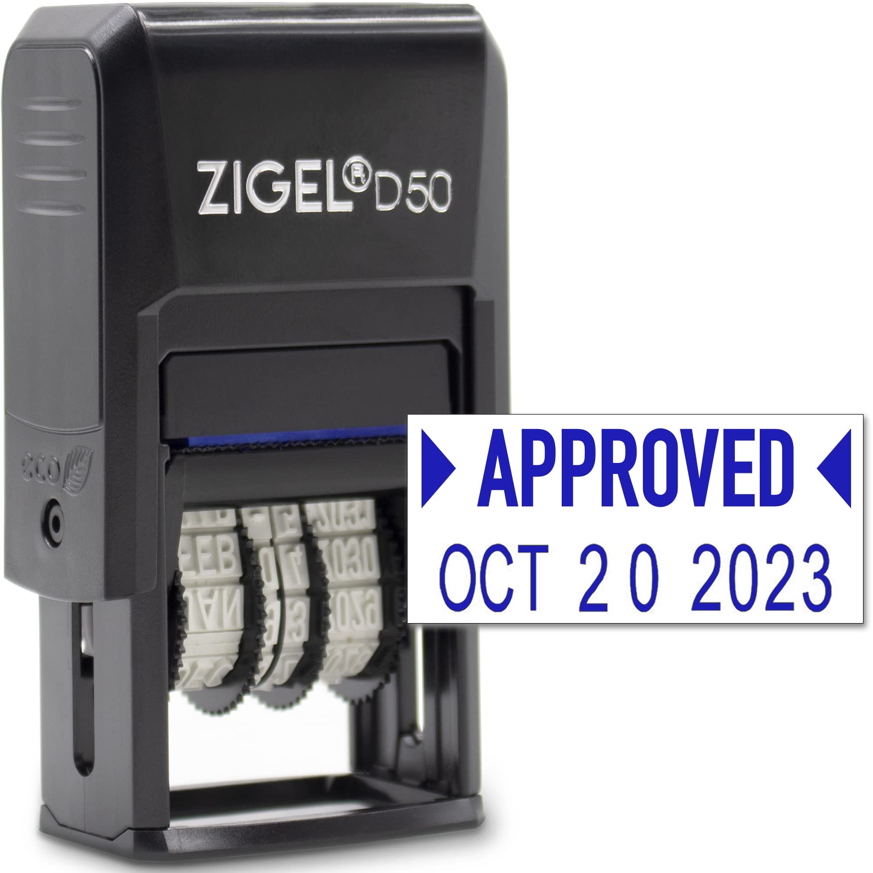 Zigel D50 Date Stamp With Your Custom Text - Self Inking Date Stamp - Blue